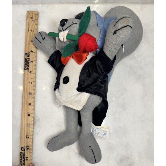 Rocky And Bullwinkle Rocky Squirrel 12.5 “ Plush Tux And Rose 2004 Toy Network - Picture 12 of 16